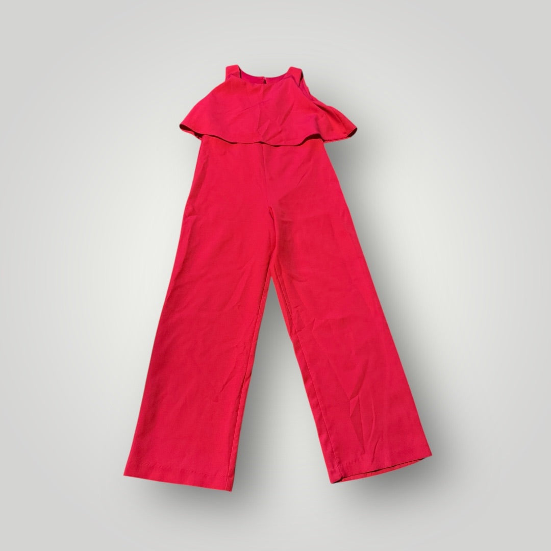 Red Tween Diva Red Ruffle Overlay Jumpsuit, 14